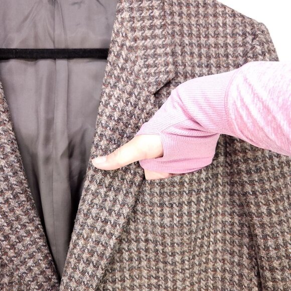 Conte Di Roma 100% Pure Virgen Wool Mens 46L Coat Italy Vintage Tweed Blazer - Picture 11 of 15